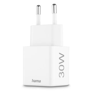 HAMA Бързо мини зарядно, 30 W, 1x USB-C, 1x USB-A, PD, бял