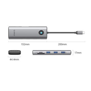 Orico докинг станция Docking Station Type-C - PW11-9P-GY-EP - HDMI x 1, VGA x 1, USB3.0 x 3, USB-C PD100W x 1, LAN x 1 (1Gbps), SD/TF