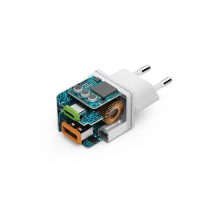 HAMA Бързо мини зарядно 1x USB-C, 1x USB-A, PD, 20 W, бяло