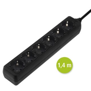 HAMA Разклонител 6 гнезда, 1.4м,черен