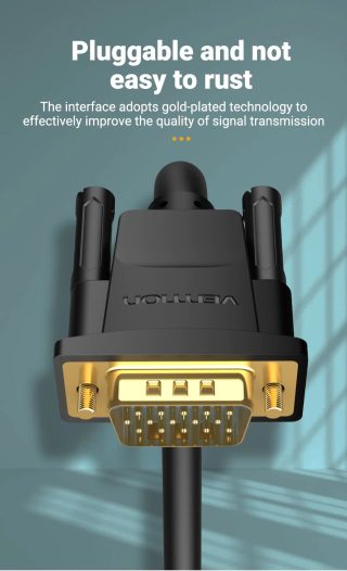 Vention Кабел за монитор Cable VGA HD15 M / M 1.5m Gold Plated, 2 Ferrites - DAEBG