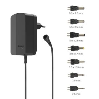 HAMA Универсално захранване, регулируемо, 1500mA, 24W, max. 24V, 7 адаптера