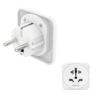 Travel Adapter тип E и F, 3-пинов, универсален, от цял ​​свят към Европа, бял