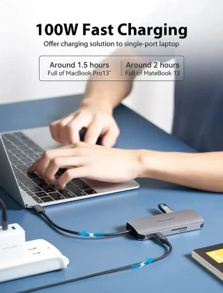 Vention докинг станция Docking Station Type-C - TOJHB - HDMI x 1, USB3.0 x 3, USB-C PD100W x 1, SD/TF
