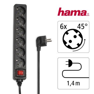 Разклонител HAMA, 6 гнезда, 30394