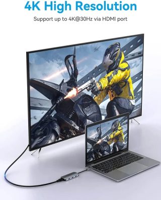 Vention докинг станция Docking Station Type-C - TOJHB - HDMI x 1, USB3.0 x 3, USB-C PD100W x 1, SD/TF
