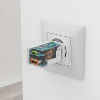 HAMA Бързо мини зарядно, 45 W, 1x USB-C - 1x USB-A, PD, бяло