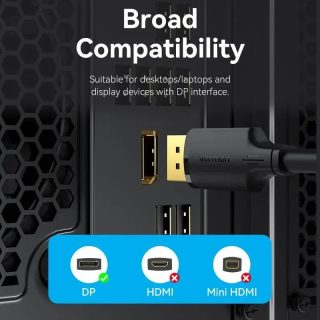 Vention Кабел Cable - Display Port v1.2 DP M / M Black 4K 2.0M - HAKBH