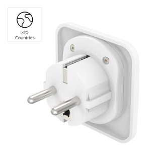 Travel Adapter тип E и F, 3-пинов, универсален, от цял ​​свят към Европа, бял