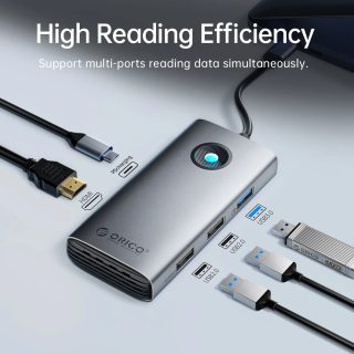 Orico докинг станция Docking Station Type-C - PW11-6P25R-GY-BP - HDMI, USB-A x 3, PD100W x 1, LAN (2.5Gbps)