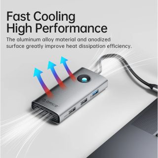 Orico докинг станция Docking Station Type-C - PW11-6PR-GY-EP - HDMI x 1, USB-C x 1, USB3.0 x 3, USB-C PD100W x 1, LAN x 1 (1Gbps)