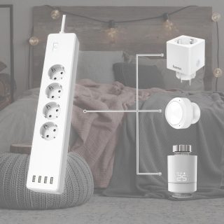 HAMA Смарт разклонител Wi-Fi  2.4Ghz, 4 гнезда, 4xUSB, 1.7 m, бял