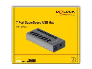 USB-А хъб, 7 порта, DELOCK-63669