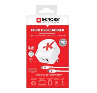 Адаптер-зарядно SKROSS Euro USB Charger AC65PD, USB-A, USB-C