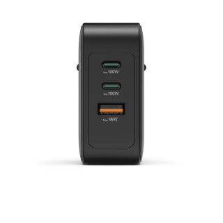 HAMA Бързо зарядно GaN, 2x USB-C, 1x USB-A, PD, 100 W, черно