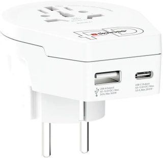 Адаптер SKROSS World to Europe 1500295E, USB, Бял