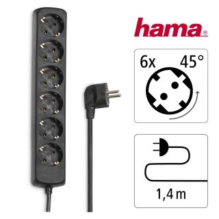 HAMA Разклонител 6 гнезда, 1.4м,черен