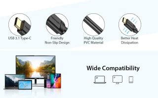 Vention кабел Cable Type-C to HDMI - 1.5m 4K Black - CGUBG