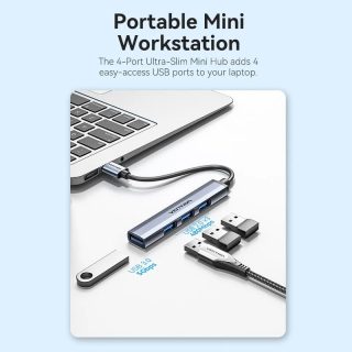 Vention хъб USB3.0 HUB 4 port Aluminium - CKOHB