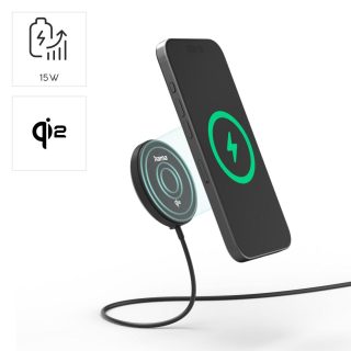 HAMA Безжично зарядно устройство Qi2, 15 W, черно,
