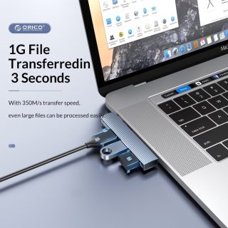 Orico хъб USB3.0/2.0 HUB 3 port TYPE C, Aluminum - AH-W13-GY