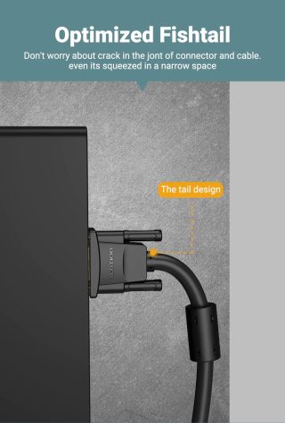 Vention Кабел за монитор Cable VGA HD15 M / M 1.5m Gold Plated, 2 Ferrites - DAEBG