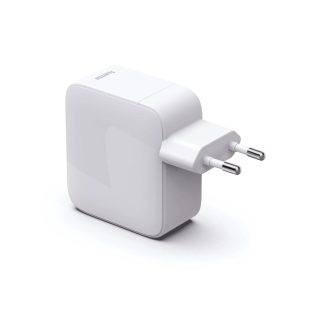 HAMA Бързо зарядно, 65 W, GaN, 2x USB-C, с разтегателен кабел 0.7м, бял