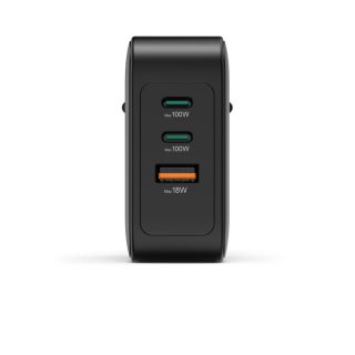 HAMA Бързо зарядно GaN, 2x USB-C, 1x USB-A, PD, 100 W, черно
