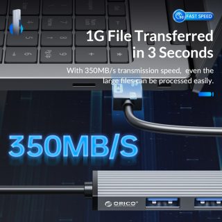 Orico хъб USB3.0/2.0 HUB 4 port, Aluminum - AH-A13-GY