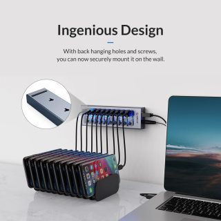 Orico хъб USB3.0 HUB 7 port with Power Adapter, On/Off buttons, Aluminium - AT2U3-7AB-EU-GY