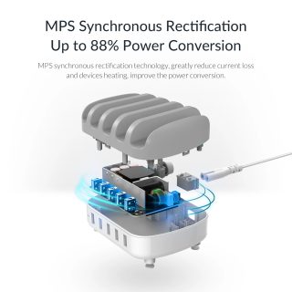 Orico зарядна станция за мобилни устройства Charger Station 220V - 5 x USB 40W White - DUK-5P-EU-WH
