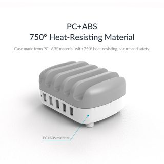 Orico зарядна станция за мобилни устройства Charger Station 220V - 5 x USB 40W White - DUK-5P-EU-WH