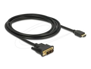 Кабел Delock HDMI мъжко - DVI-D 18+1 (Single Link )мъжко, 2м, двупосочен, black